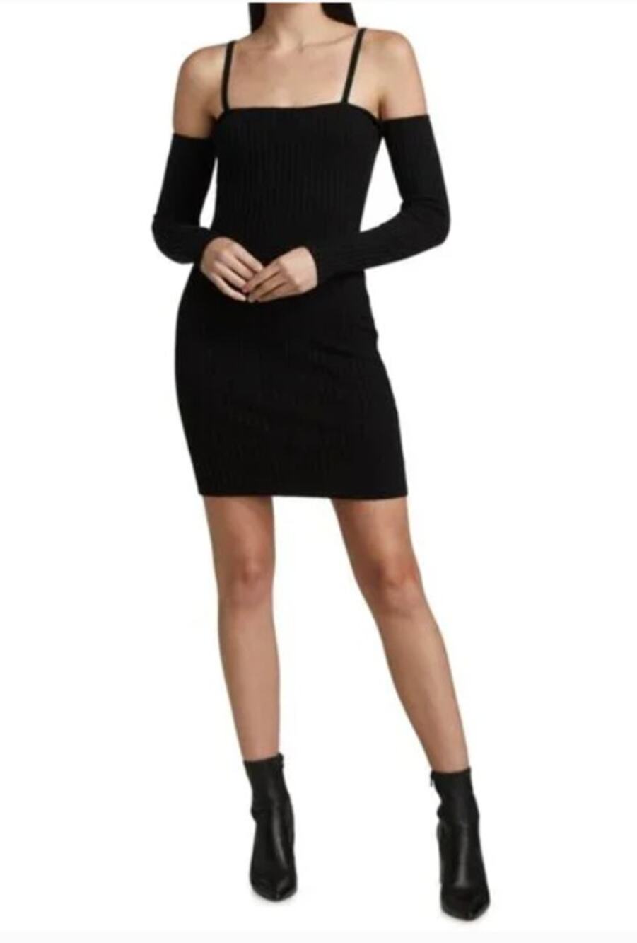 ANNA QUAN Jaida Off-The-Shoulder Minidress Raven Black New Size 8 Womens